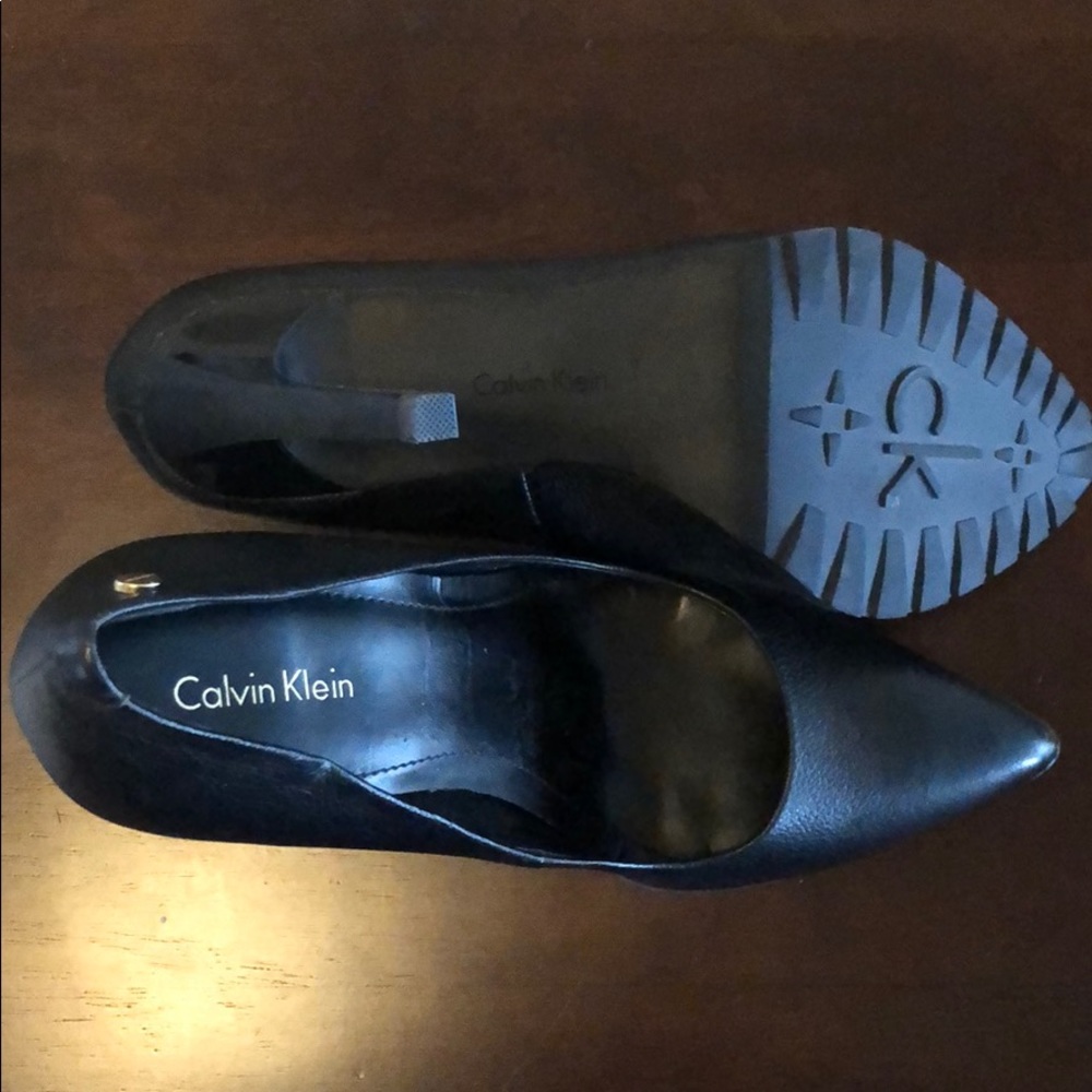 Calvin Klein Brigitte black leather heels